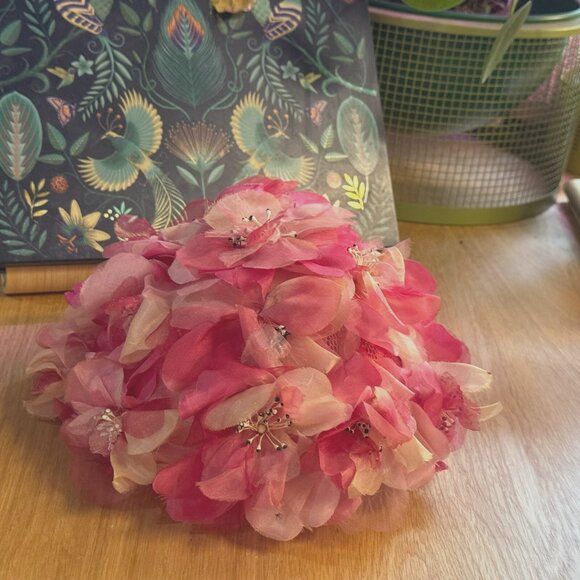 Vintage 1950\'s Pink Floral Pillbox Millinery Hat with Union Label main image 13